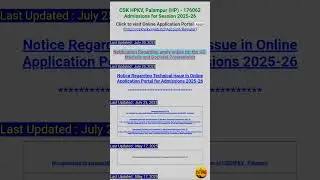 CSK HPKV PALAMPUR BVSC REGISTERATION START2025#viral #bvsc #palmpur #neet