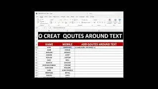 HOW TO CREAT  QOUTES AROUND TEXT #excel #tutorialexcel #exceltips #mstechtricks