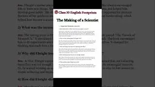 The Making of a Scientist Class 10 | Important Questions Answers | Board Exam 2026
