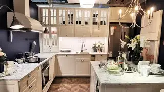 IKEA BODBYN Kitchen &ndash; Classic Cream Design with Glass Cabinets
