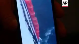 Mobile phone footage of fire damage to ferry, survivors shelter in convent