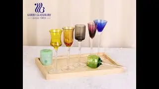 Luxury solid color glass cup with long stem