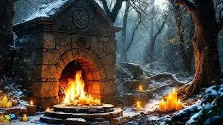 Overthinking Tonight? ❄️ Druid’s Winter Haven | Crackling Fireplace + Celtic 432Hz Music