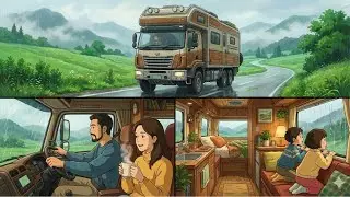 Ghibli-Style Van Camping in Heavy Rain 🌧️🚐 | Cozy Family Night, Storm ASMR