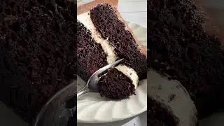 Chocolate #cake  with vanilla #cream  #cheese and #chocolate frosting 🍰