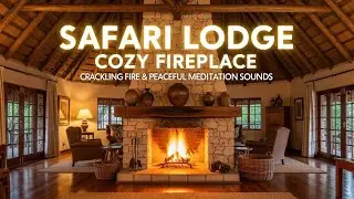 ASMR Cozy Safari Lodge Fireplace 🔥 Deep Sleep & Healing Meditation | Relaxing Fire Sounds, Warm
