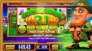 21 GAMES TRIGGER !! LEPRE COINS & MISS KITTY GOLD - Wonder 4 Tower - 1c ARISTOCRAT CASINO SLOTS