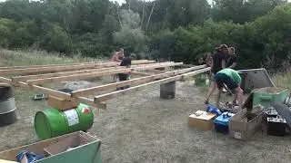 Slav on a raft with solar panels. Ukraine RAFTING 2020 july 1s