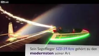 Segelflug-Kunstflieger Johan Gustafsson gleitet durch die Nacht und liefert beeindruckende Bilder