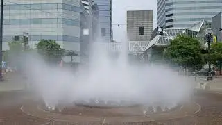 Tyler through the water fountain