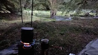 Sperrin Mountains|Winter camp by a river