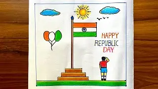 Republic day drawing easy || Republic Day poster drawing || 26th January drawing 