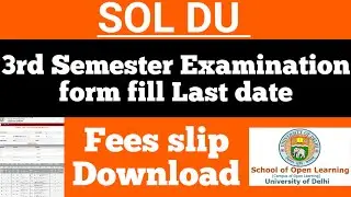 DU SOL OBE December 2021 | 3rd Semester Examination form fill Last date