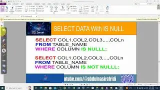 Microsoft SQL|DQL  Statement| Select Statement with IS NULL & IS NOT NULL Column Value in [Pashto]