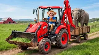 😱🐘 Baby Elephant Swept Away! iZi Monkey Drives JCB to Rescue It in Raging Current 🚜🌊