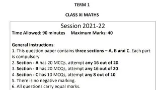 MATHS SAMPLE PAPER CLASS 11 PDF | DOE MATHS QUESTION PAPER DELHI