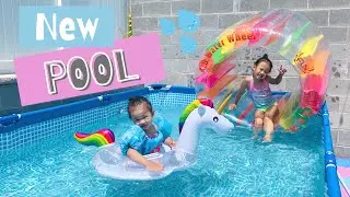 New Intex pool Vlog | Unicorn Float | Giant Hamster Wheel | Pool Games
