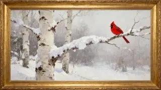 WINTER CARDINAL IN THE WOODS | Frame TV Art / Ambient Still Video | Gibson Studio  #frametvart