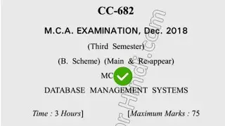 2018 Dcrust MCA 3rd Sem Database Management System Question Paper