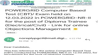 PGCIL NR2 JE ANSWER KEY 2022 OUT FINALLY OFFICIAL MAIL OBJECTION YOUR QUESTIONS NOW !
