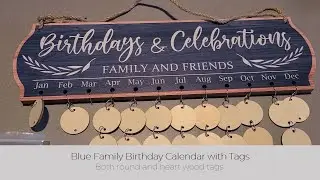 In Hand Review of Blue Family Birthday Calendar with Tags