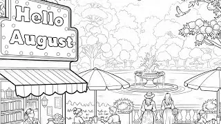 Hello August Color by Number Relaxing at the Park  Mindfulness | Pixel Art Loop Soda Stand #summer