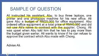 How to Answer Problem Questions on Law of Agency by Dr Nasreen