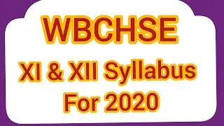 WBCHSE 11Th and 12Th Syllabus for Arts Student