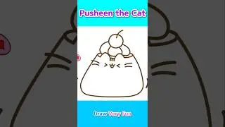 Drawing & Coloring Pusheen the cat pudding how to draw a cute kitty dessert anime #pudding #dessert