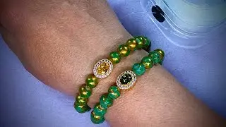Elegant Stretch Bracelet with Turquoise and Gold Pearls from John Bead