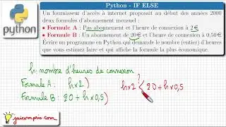 Python ♦ IF ELSE ♦ Si ♦ Exercice ♦ Trouver la formule la moins chère ♦  Condition ♦ SNT seconde