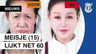Bizarre metamorfose van meisje met oud gezicht