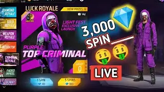 LIVE SPIN THE PURPLE CRIMINAL 💜🤑😱 #freefire #2bgamer #giveaway #livestream #newevent #livegiveaway