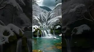 Deep Sleep to Rain and Waterfall Sounds | Peaceful Japanese Winter Ambience #ASMR #WaterfallSounds