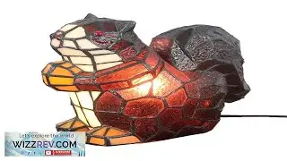 Tiffany Style Stained Glass Accent Table Lamp Squirrel Night Light Bedside Lamp