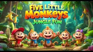 Five Little Monkeys Jungle Fun 🐒🌴 | Fun Counting Nursery Rhyme for Kids