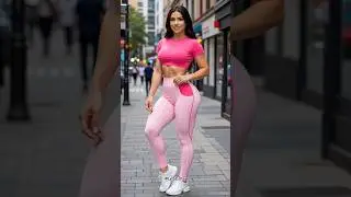 Hot Pink Striped Leggings + Crop Top 🔥 Barbie Vibes Gym Outfit That Slays! #ootd #outfitideas #model