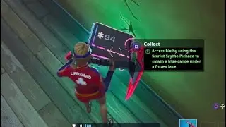 Fortnite Fortbyte #94 Location | Accessible using Pickaxe to smash a blue canoe under a frozen lake