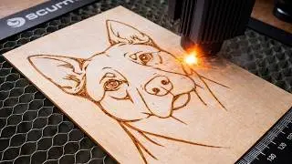 Laser Engraving a PITBULL Design Portrait / Wood Art