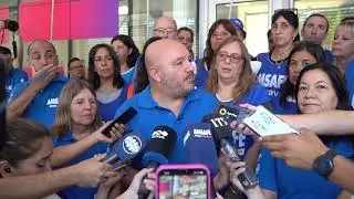Conferencia de Prensa de Rodrigo Alonso en la puerta el Ministerio de Trabajo