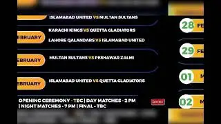 psl 6 schedule