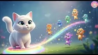 🌈 Flying Rainbow Parade With Puffy Cat 🎉✨ | Fun Kids Song 😺🎶 Magical Preschool Dance & Rhyme 🎵
