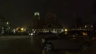 Walking Through Sofia, Bulgaria City Center at Night