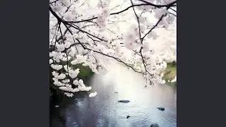 river strewn with spring flowers