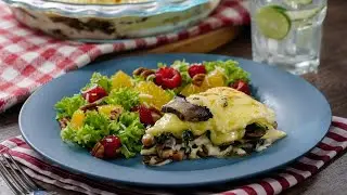Lasa&ntilde;a Cremosa de Hongos y Espinacas