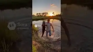 Guy catches catfish with bear hands #fishing #wildlife #wildanimals #animals #catch #fish #viral