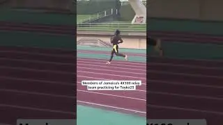 Jamaican 4X100m members training for Tokyo25.