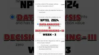 Week-3 | Data analytics & Decision Making-III #ontimeupdates #nptel #week3 #analytics #answers