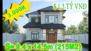BT2- 9219 MẪU NHÀ 2 TẦNG HIỆN ĐẠI VỚI 4 PHÒNG NGỦ VÀ 1 PHÒNG THỜ TẦNG 1 THUẬN TIỆN SINH HOẠT