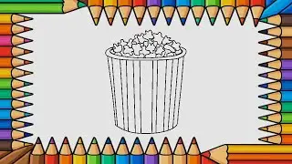 Draw Popcorn Bucket: Objects- Happy Learning! Learning for Beginners #drawing